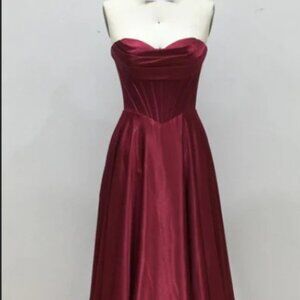 New A-Line Sleeveless Solid Classy Dress w/ Pleated Sweetheart Neck TL3049L